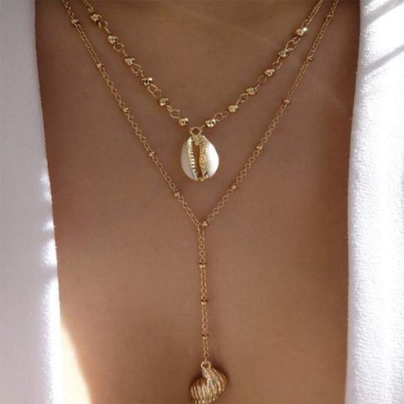 Jewelry - Layer Cowrie Under The Sea Shell Drop Necklace